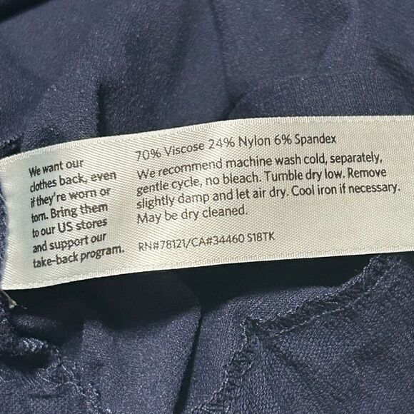 Eileen Fisher Navy Blue Pants Women’s Medium Front Seam Pockets Pull On Stretch - Picture 11 of 11